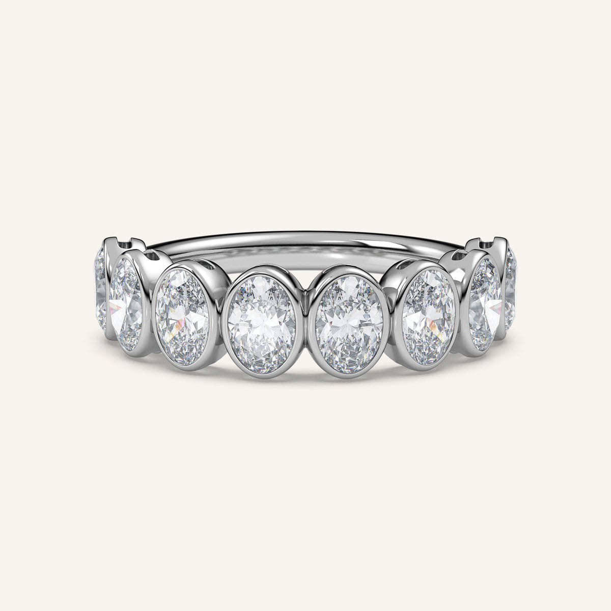 Oval Bezel Half Eternity Band — 2 CTW in 14k White Gold (view 1)