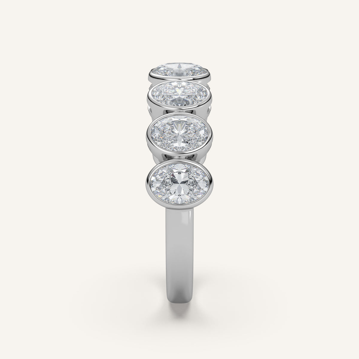 Oval Bezel Half Eternity Band — 2 CTW in 14k White Gold (view 3)