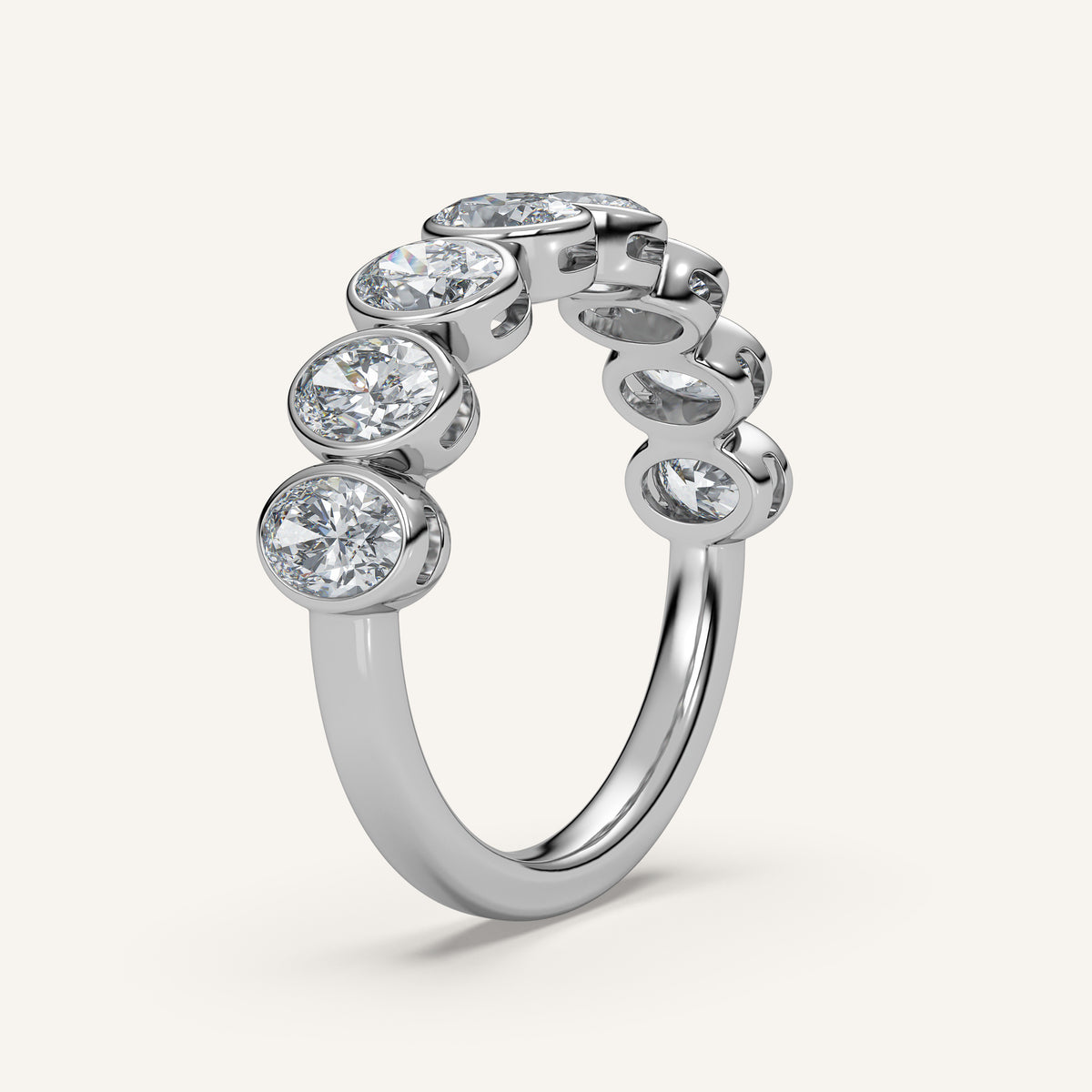 Oval Bezel Half Eternity Band — 2 CTW in 14k White Gold (view 2)