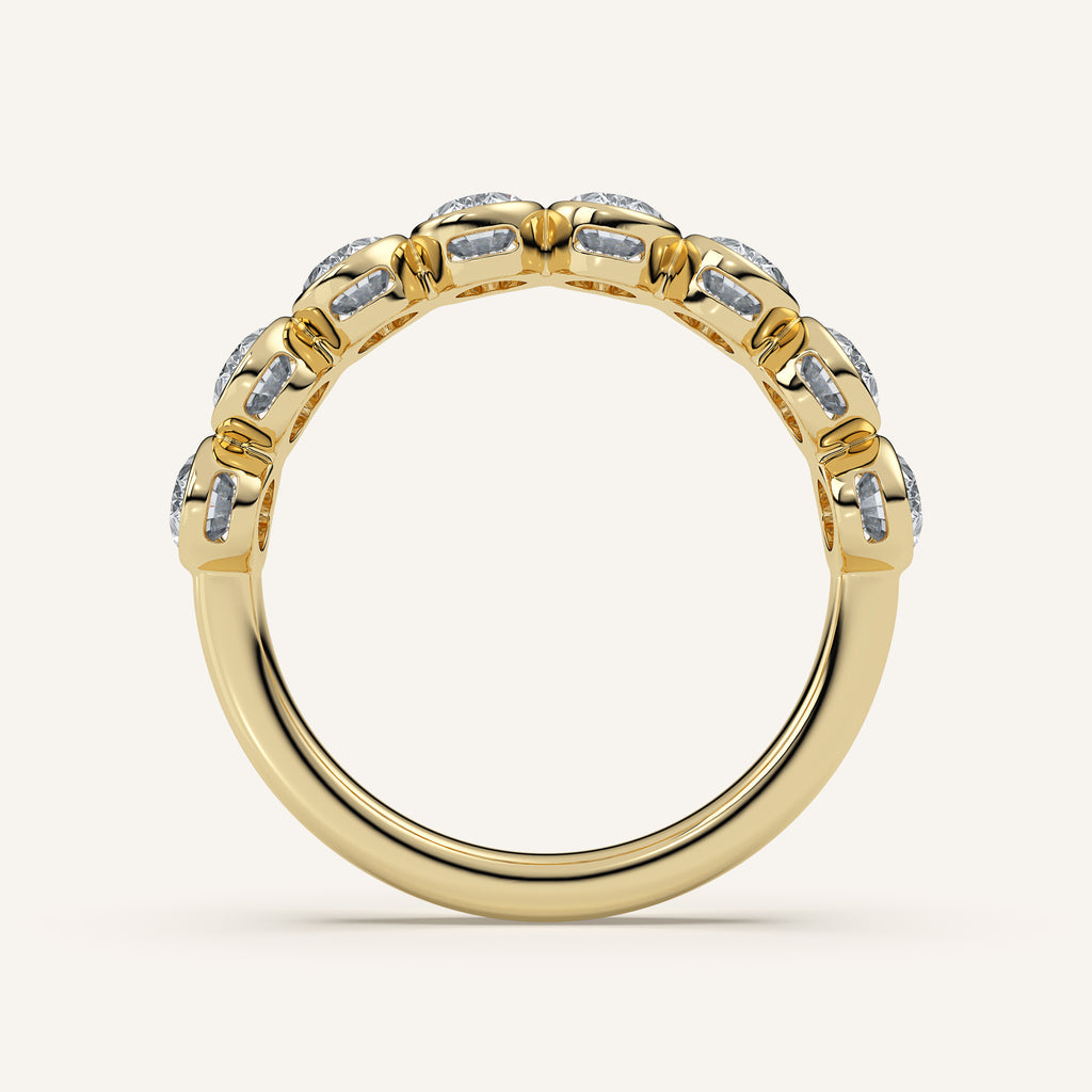 Oval Bezel Half Eternity Band — 2 CTW in 14k Yellow Gold (view 4)