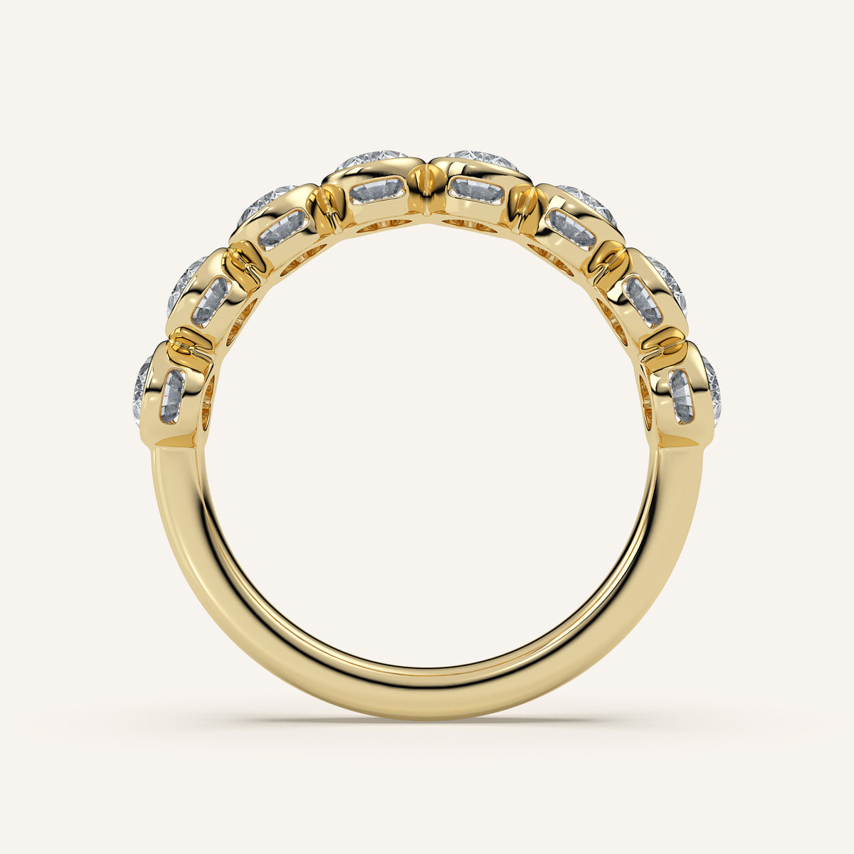 Oval Bezel Half Eternity Band — 2 CTW in 14k Yellow Gold (view 4)