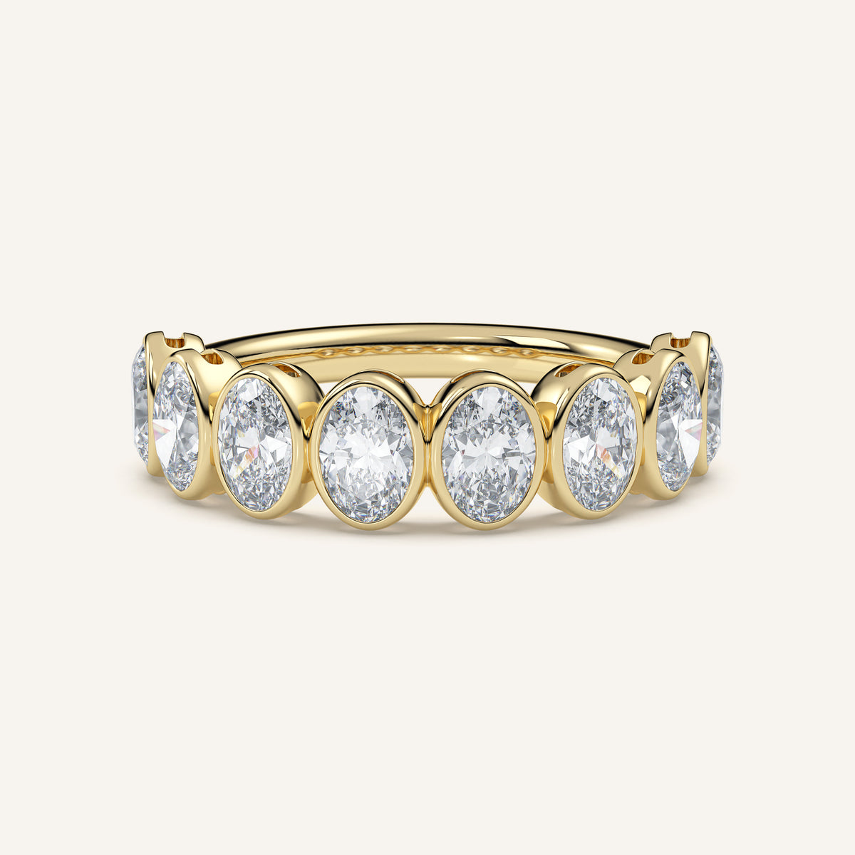 Oval Bezel Half Eternity Band — 2 CTW in 14k Yellow Gold (view 1)