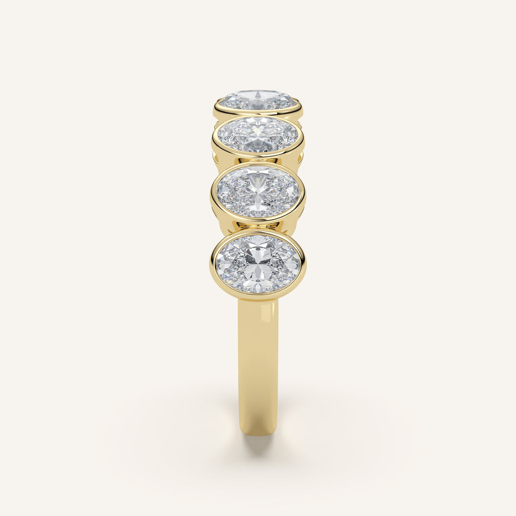 Oval Bezel Half Eternity Band — 2 CTW in 14k Yellow Gold (view 3)