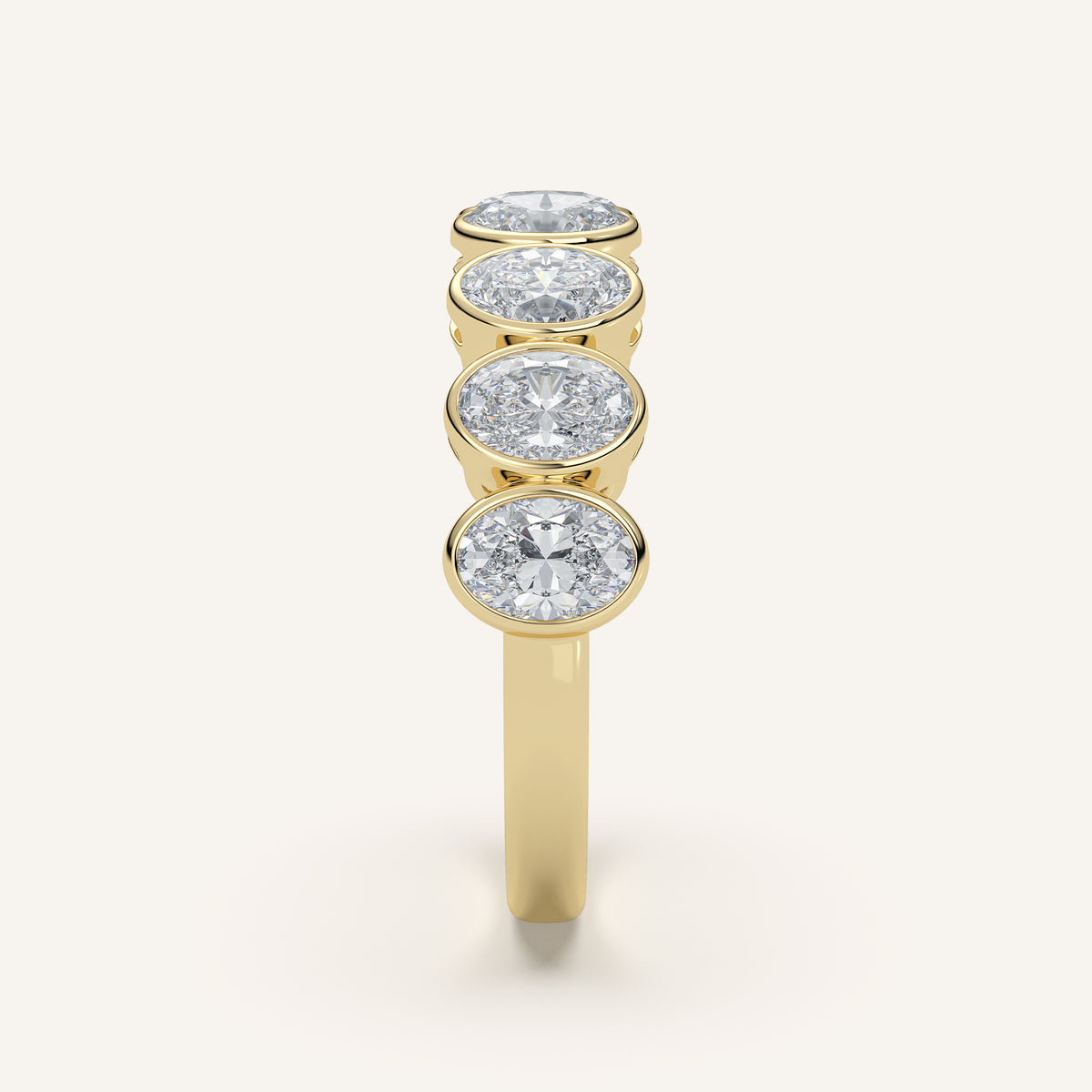 Oval Bezel Half Eternity Band — 2 CTW in 14k Yellow Gold (view 3)