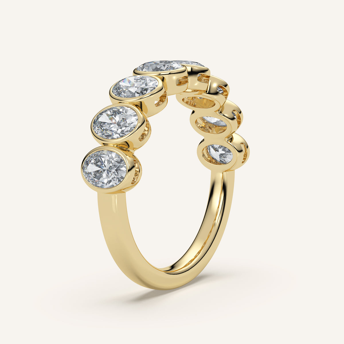 Oval Bezel Half Eternity Band — 2 CTW in 14k Yellow Gold (view 2)