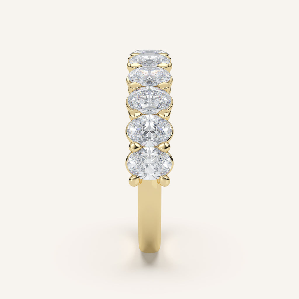 Oval Diamond Half Eternity Band — 1.5 CTW in 14k Yellow Gold (view 3)