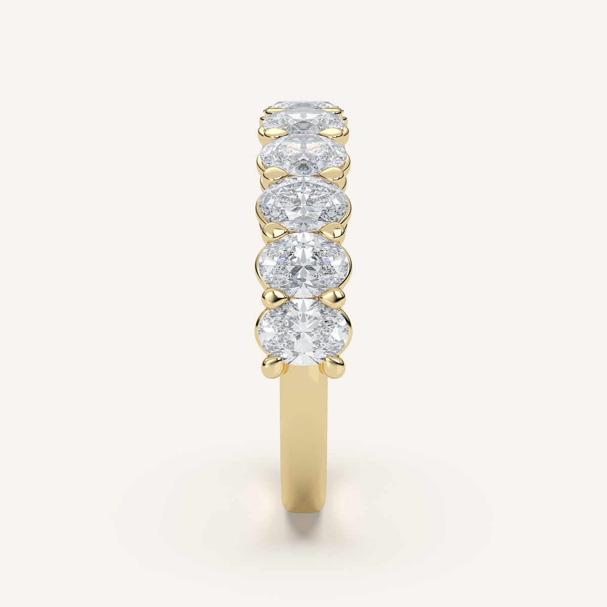 Oval Diamond Half Eternity Band — 1.5 CTW in 14k Yellow Gold (view 3)