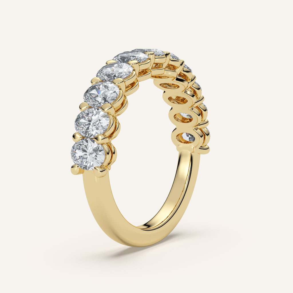 Oval Diamond Half Eternity Band — 1.5 CTW in 14k Yellow Gold (view 2)
