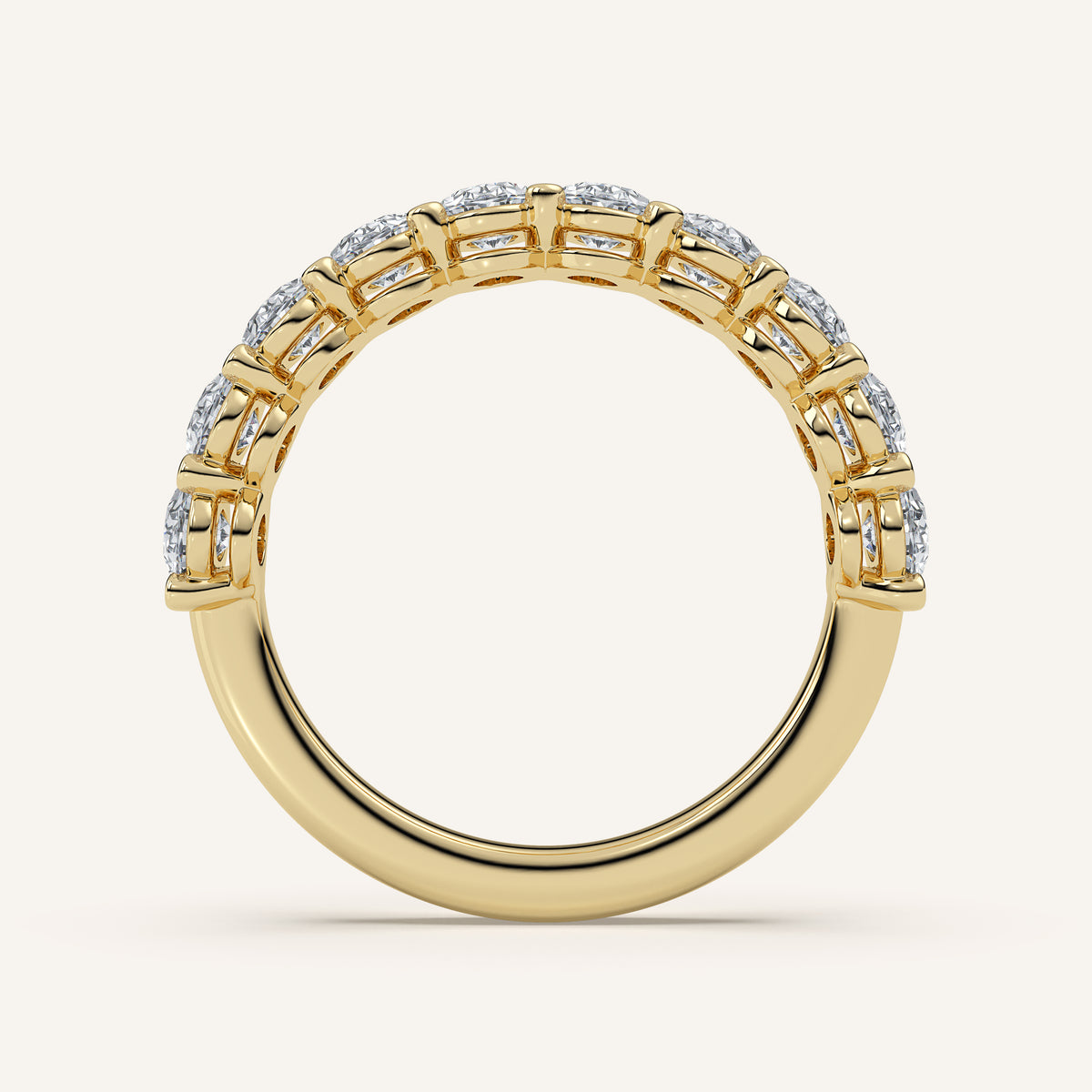 Oval Diamond Half Eternity Band — 2 CTW in 14k Yellow Gold (view 4)