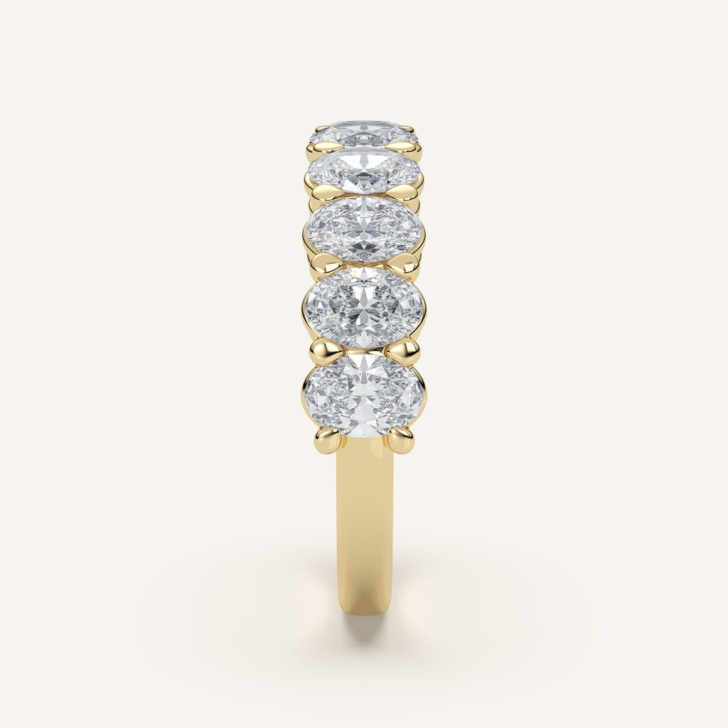 Oval Diamond Half Eternity Band — 2 CTW in 14k Yellow Gold (view 3)