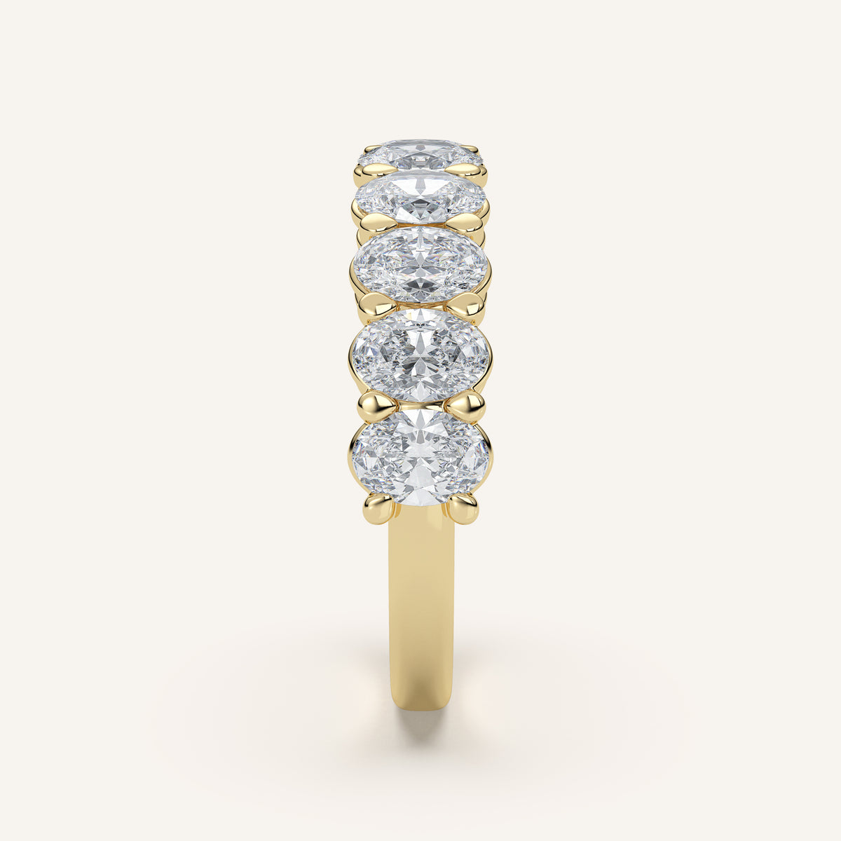 Oval Diamond Half Eternity Band — 2 CTW in 14k Yellow Gold (view 3)