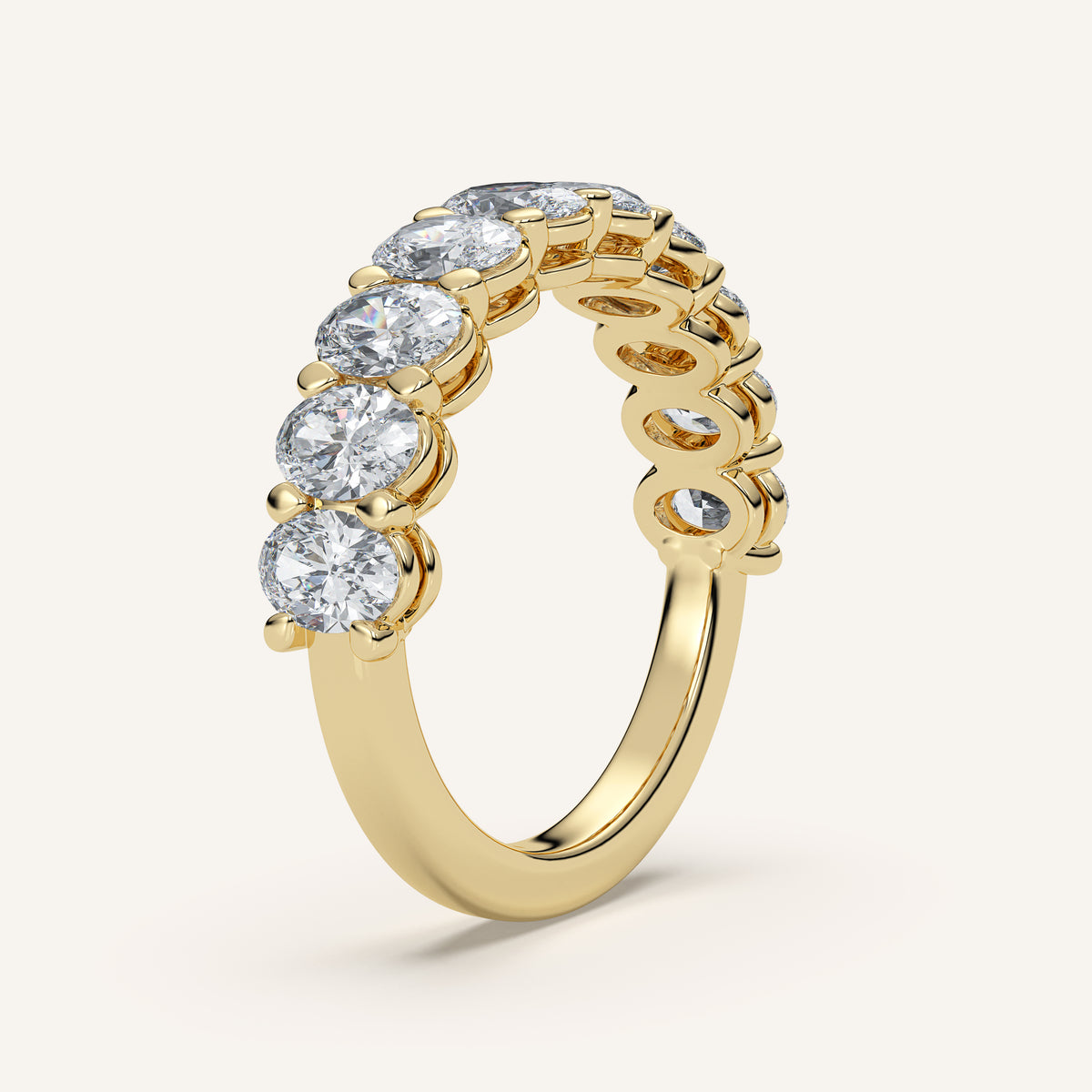 Oval Diamond Half Eternity Band — 2 CTW in 14k Yellow Gold (view 2)