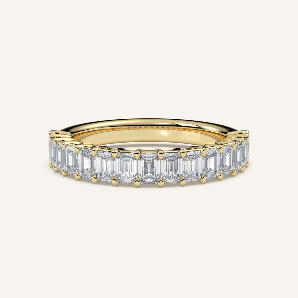 Emerald-Cut Diamond Half Eternity Band — 1 CTW in 14k Yellow Gold (view 1)