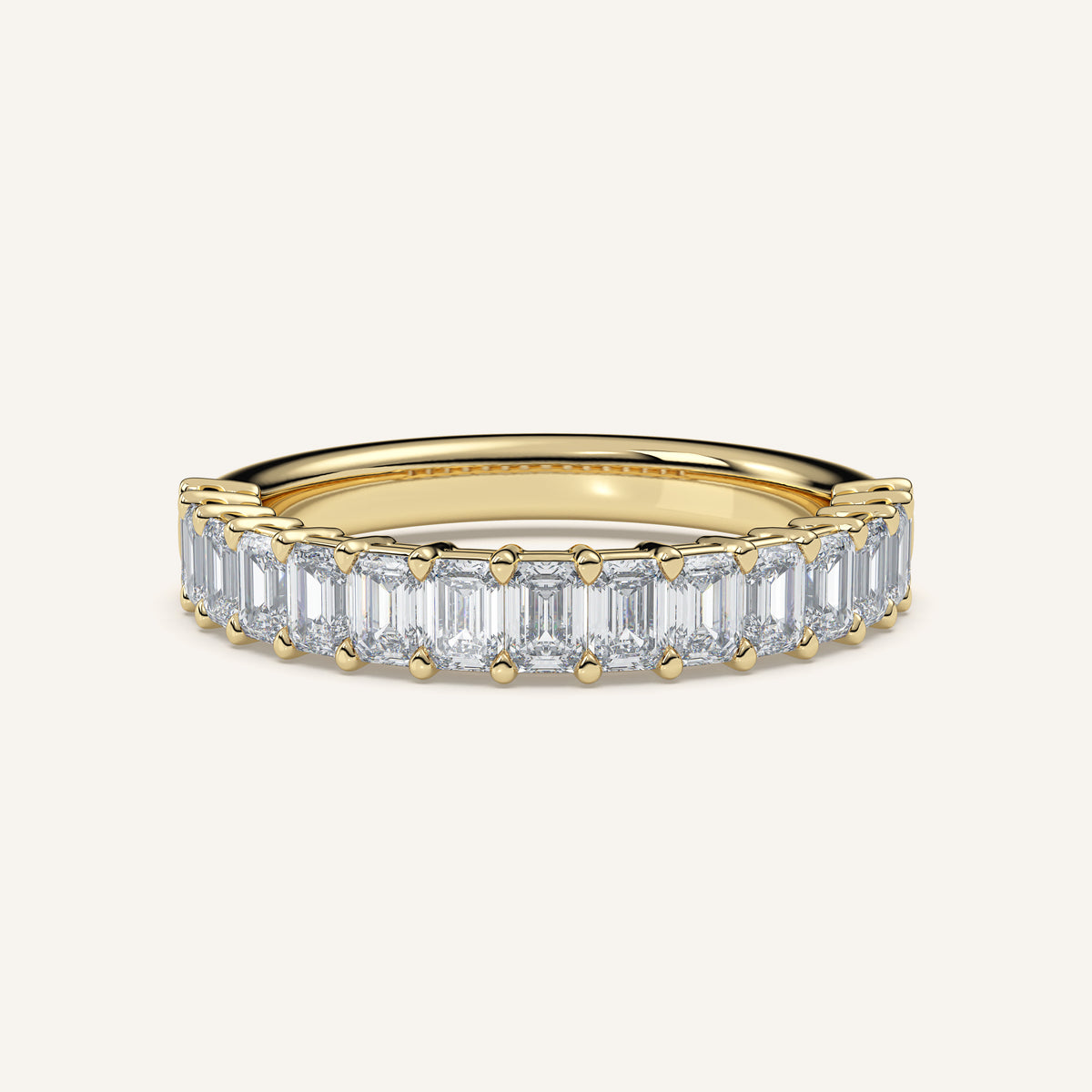 Emerald-Cut Diamond Half Eternity Band — 1 CTW in 14k Yellow Gold (view 1)
