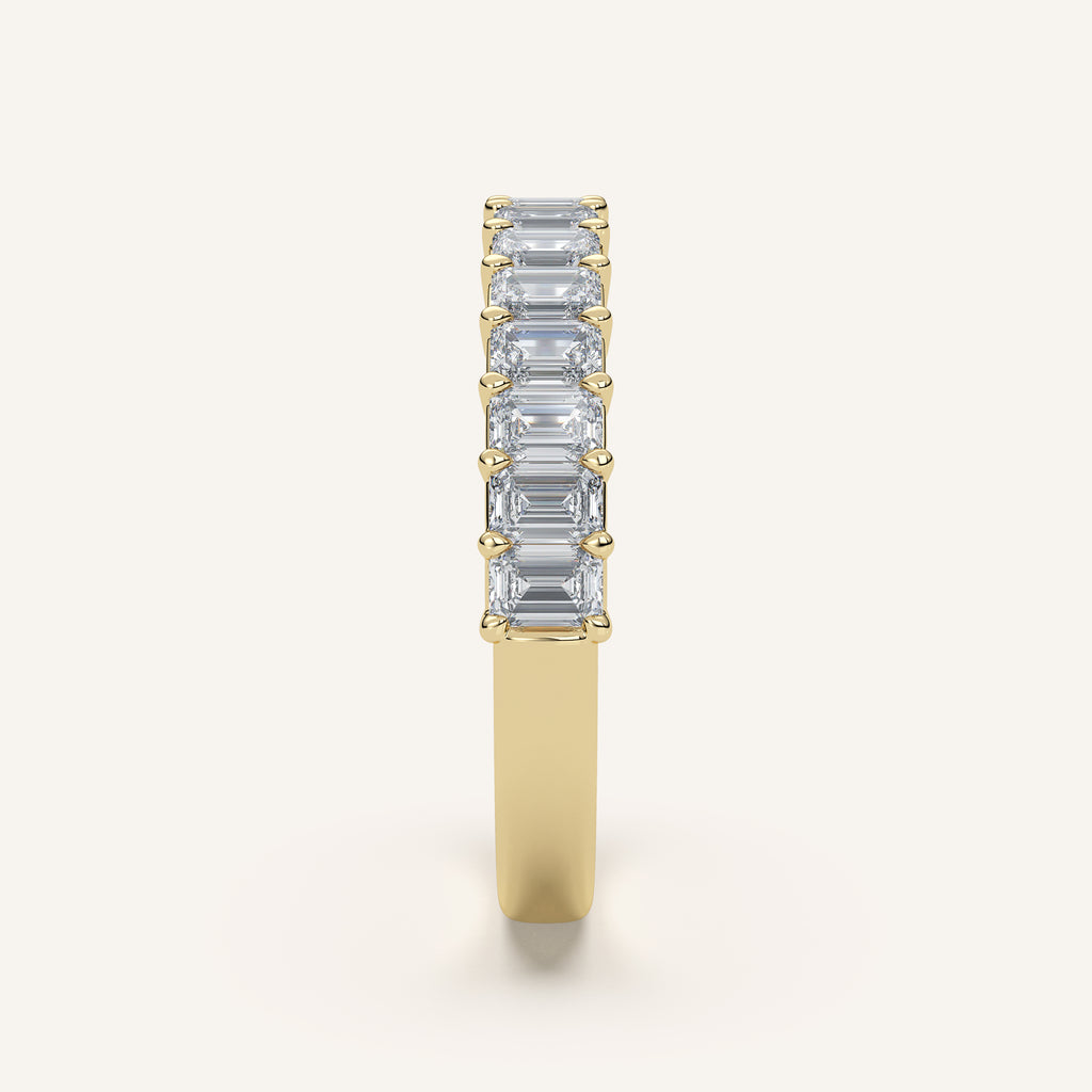Emerald-Cut Diamond Half Eternity Band — 1 CTW in 14k Yellow Gold (view 3)