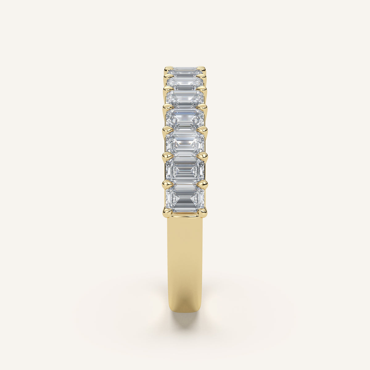 Emerald-Cut Diamond Half Eternity Band — 1 CTW in 14k Yellow Gold (view 3)