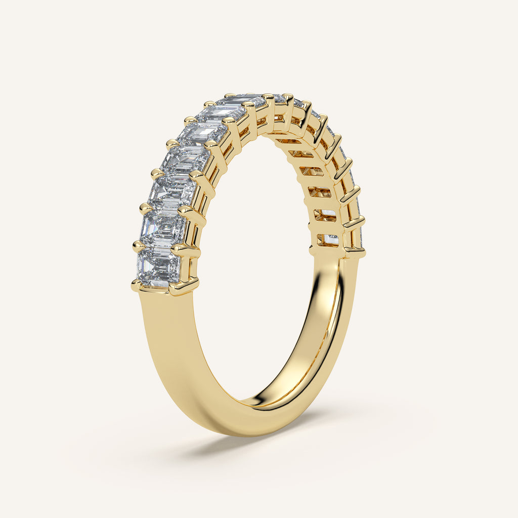 Emerald-Cut Diamond Half Eternity Band — 1 CTW in 14k Yellow Gold (view 2)