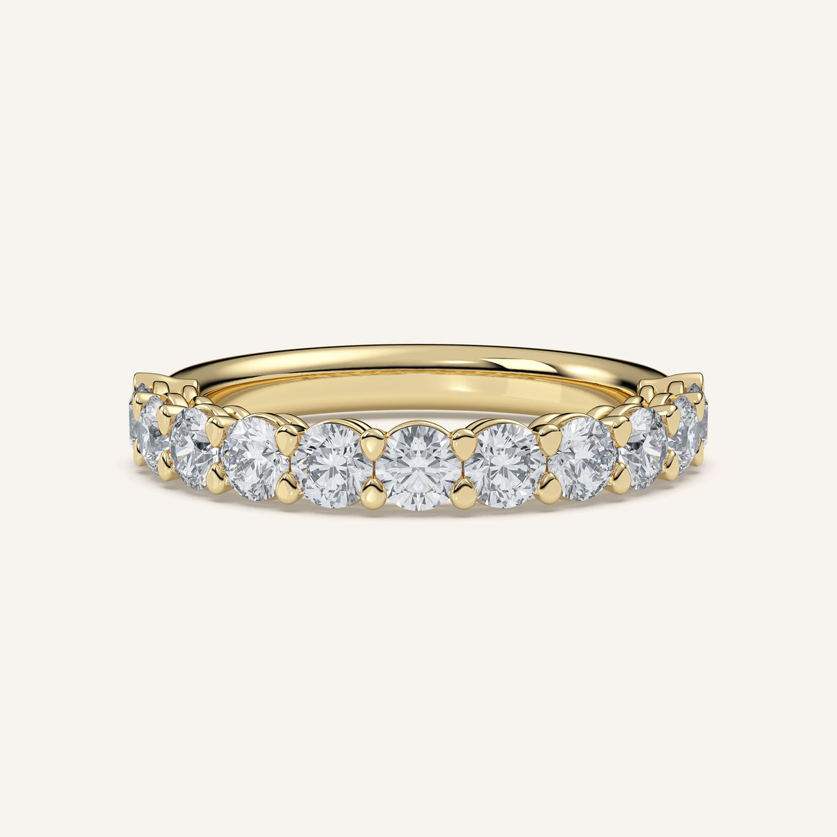 Pavé Diamond Half Eternity Band — 1 CTW in 14k Yellow Gold (view 1)