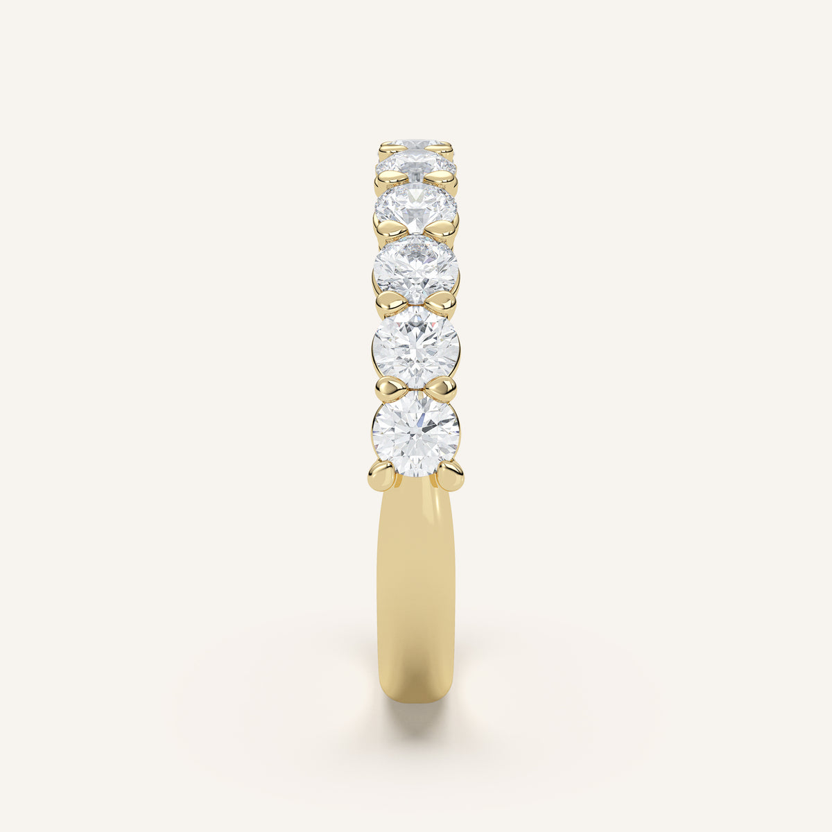 Pavé Diamond Half Eternity Band — 1 CTW in 14k Yellow Gold (view 3)