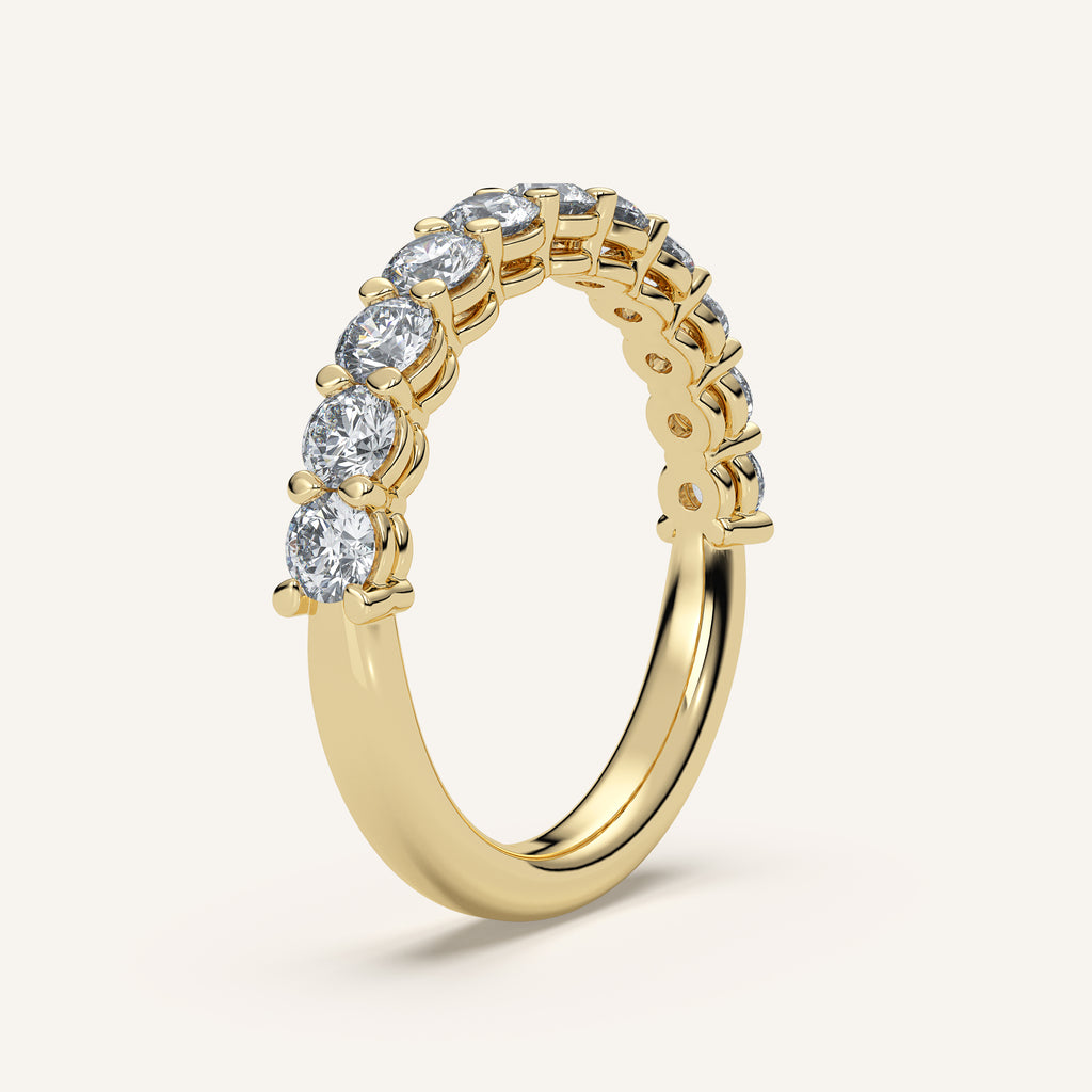 Pavé Diamond Half Eternity Band — 1 CTW in 14k Yellow Gold (view 2)