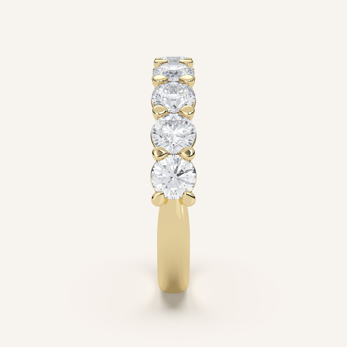 Pavé Diamond Half Eternity Band — 1.5 CTW in 14k Yellow Gold (view 3)
