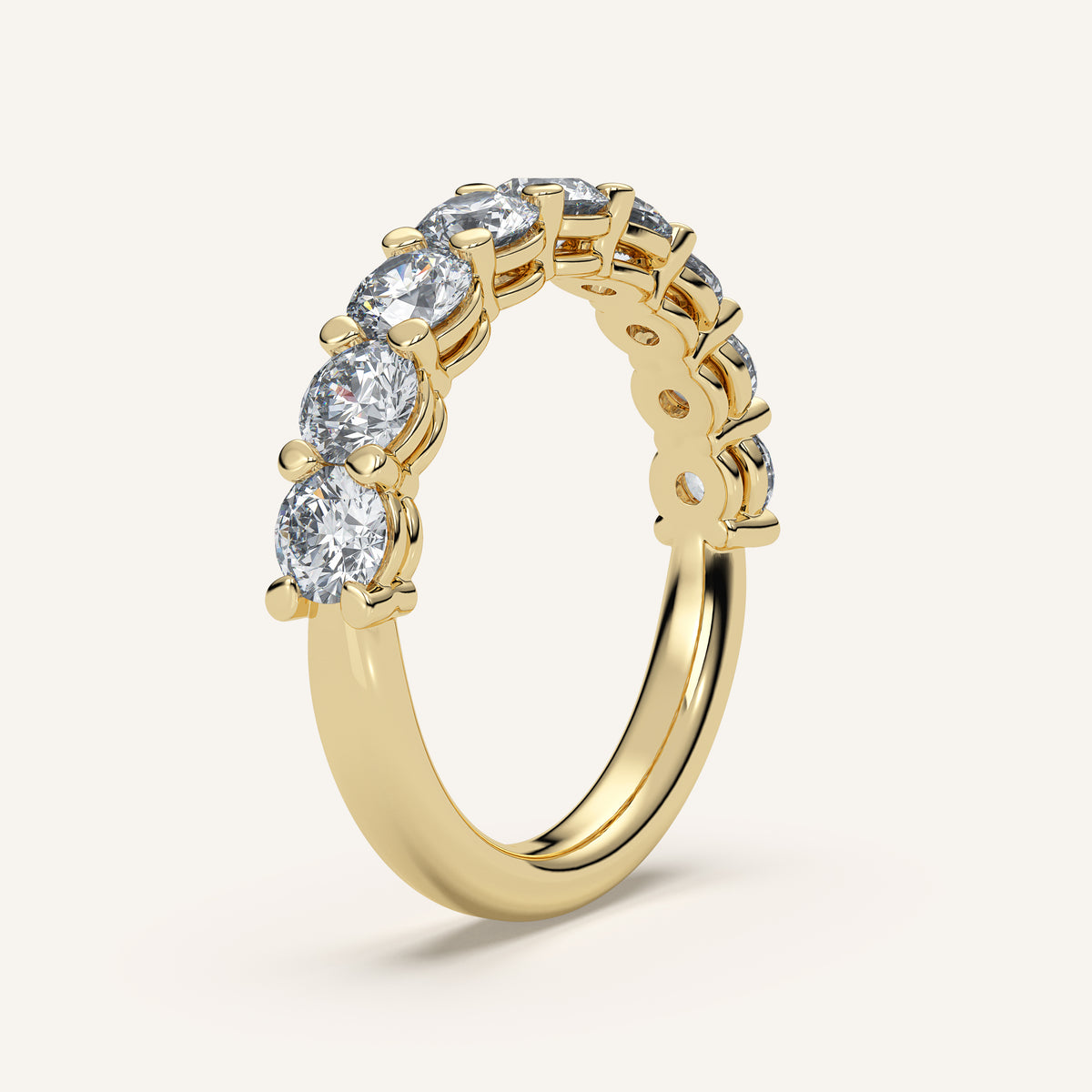 Pavé Diamond Half Eternity Band — 1.5 CTW in 14k Yellow Gold (view 2)