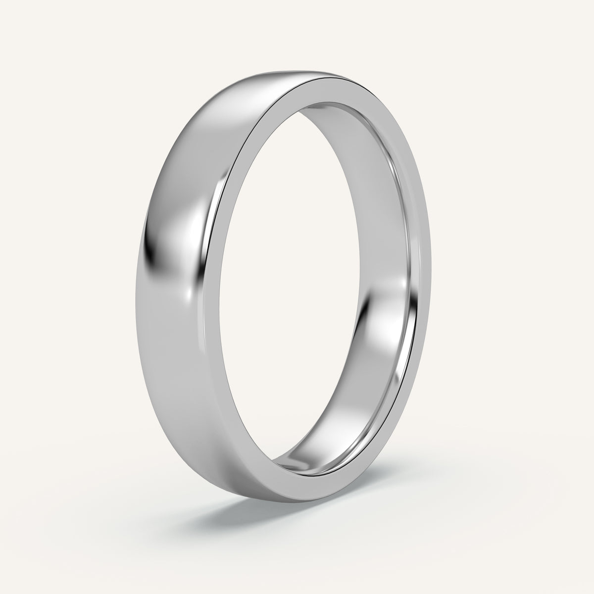 Semi-Flat Gold Wedding Band — 4mm in 14k White Gold (view 2)