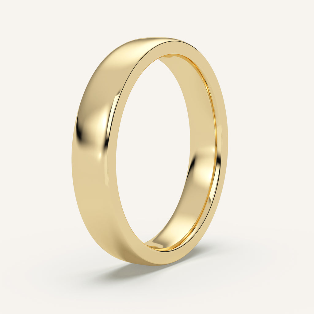 Semi-Flat Gold Wedding Band — 4mm in 14k Yellow Gold (view 2)