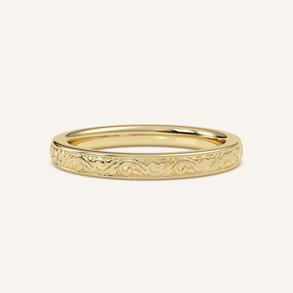 Scroll Engraved Wedding Band in 14k Yellow Gold (view 1)