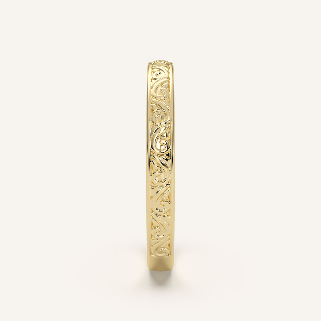 Scroll Engraved Wedding Band in 14k Yellow Gold (view 3)