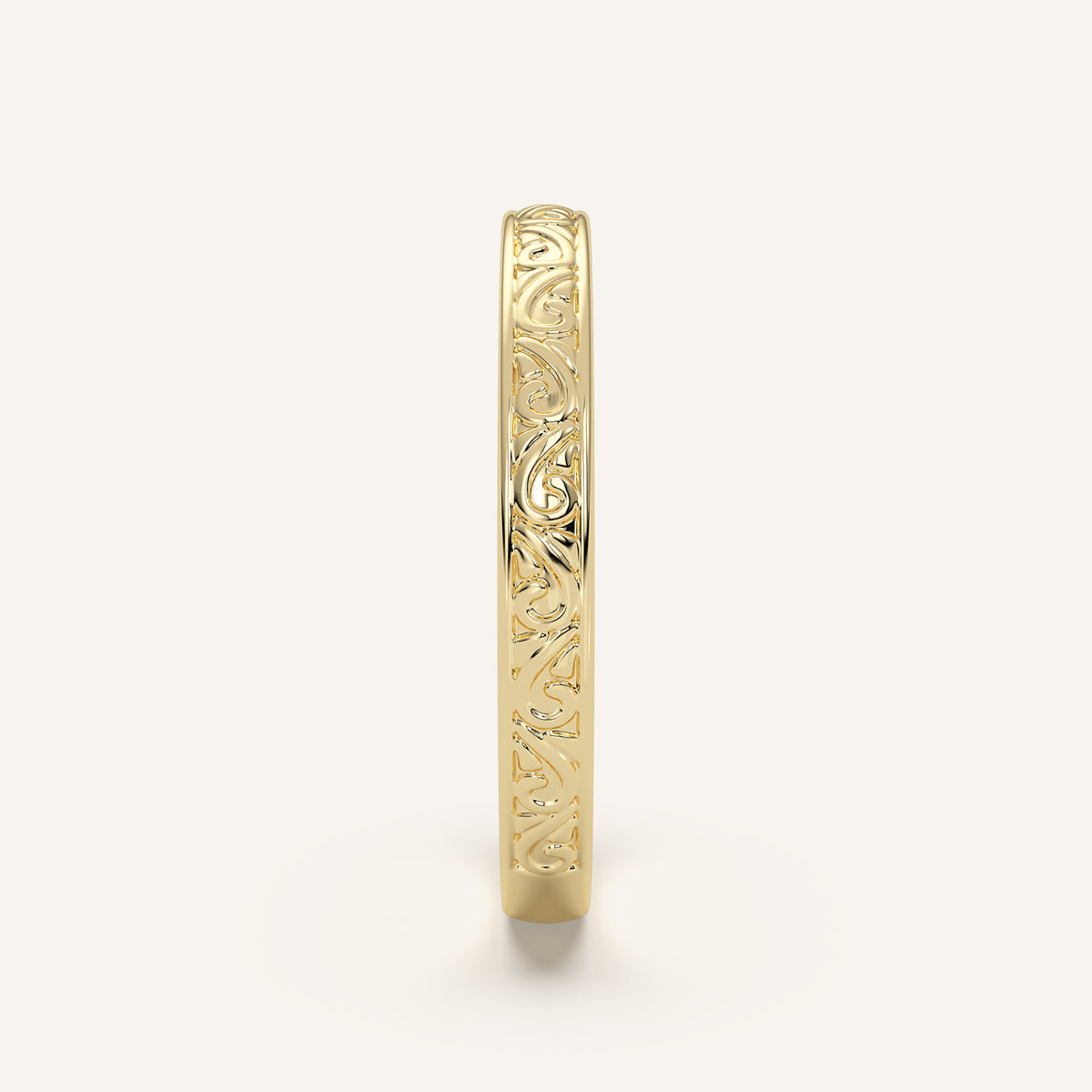 Scroll Engraved Wedding Band in 14k Yellow Gold (view 3)