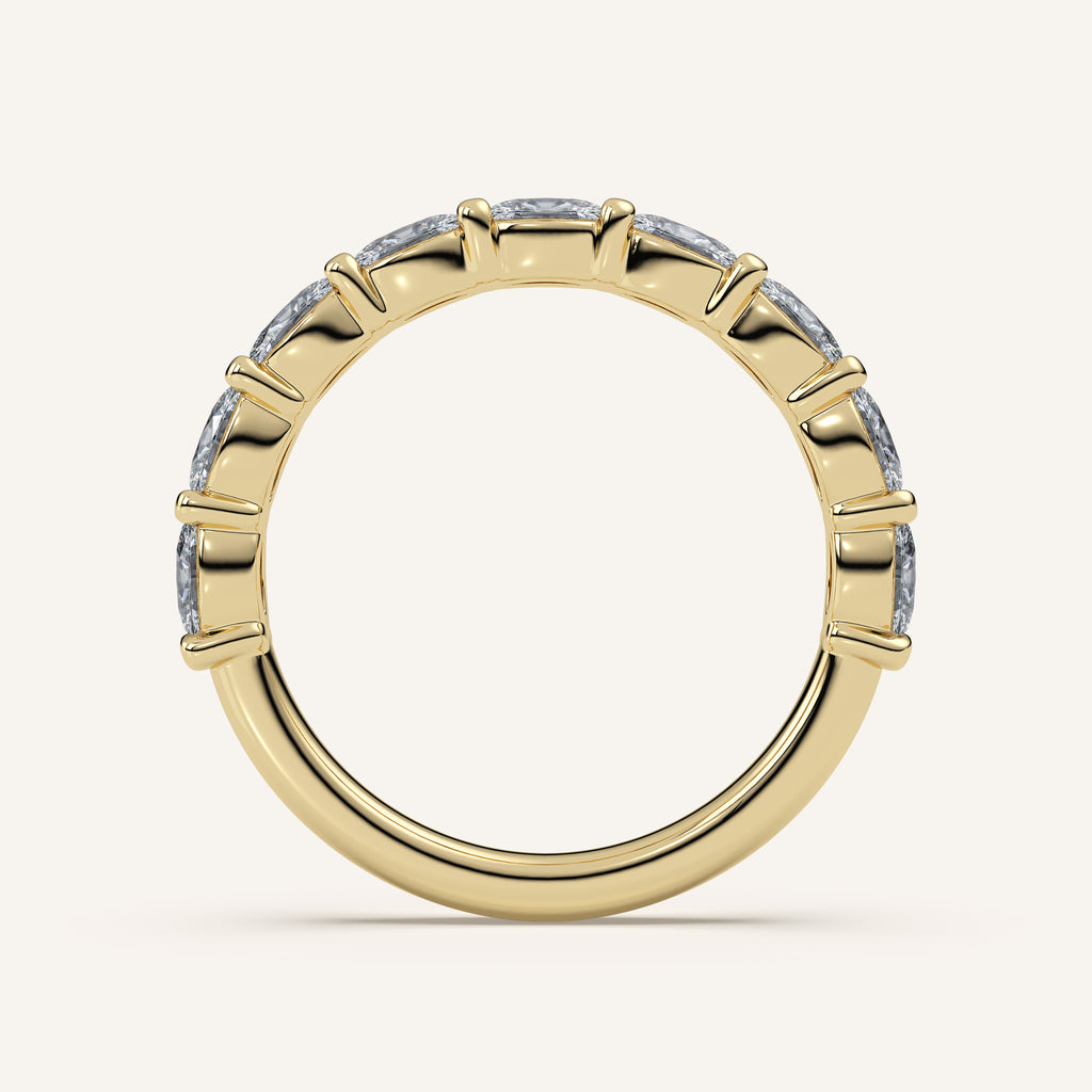 East-West Oval Diamond Wedding Band — 1 CTW in 14k Yellow Gold (view 4)