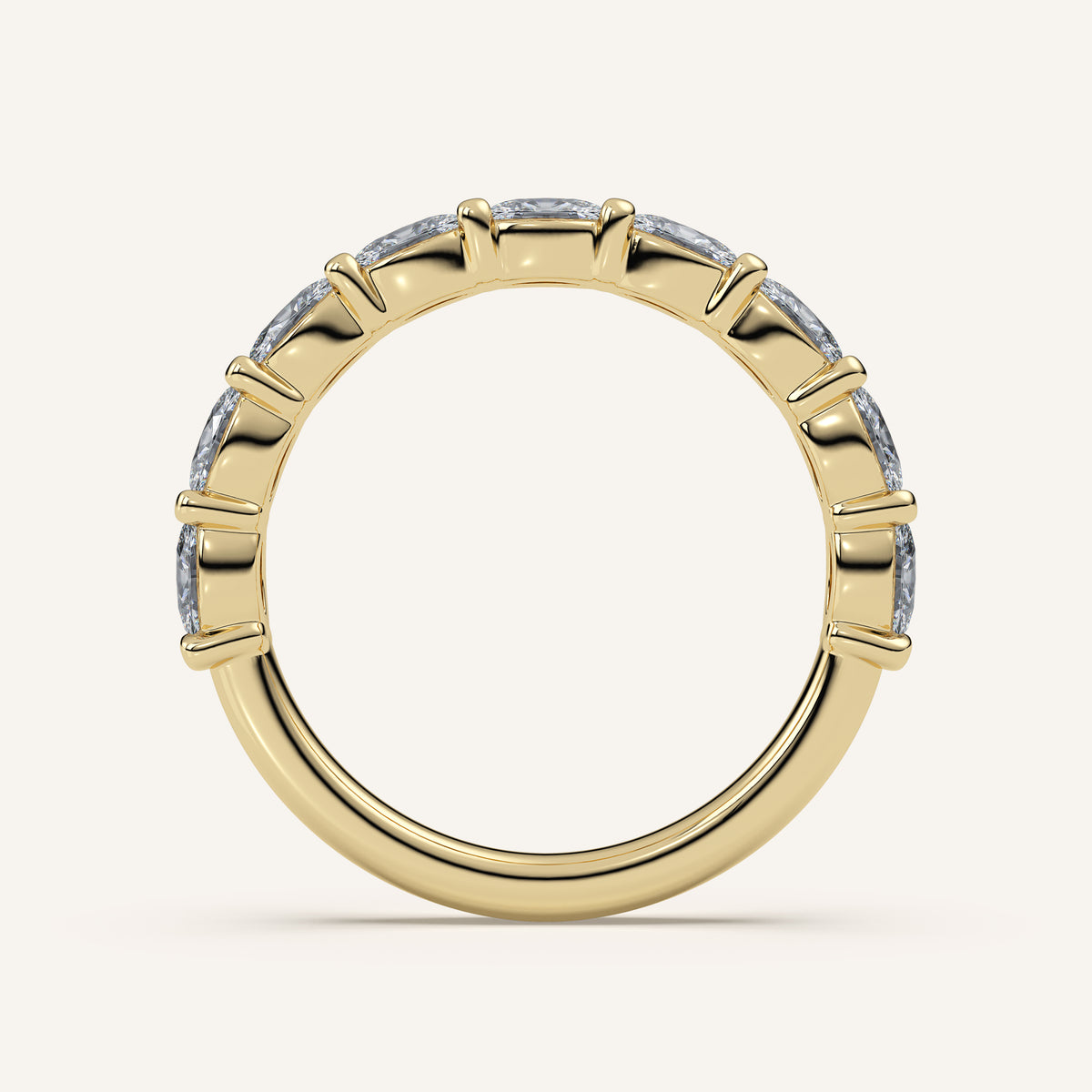 East-West Oval Diamond Wedding Band — 1 CTW in 14k Yellow Gold (view 4)