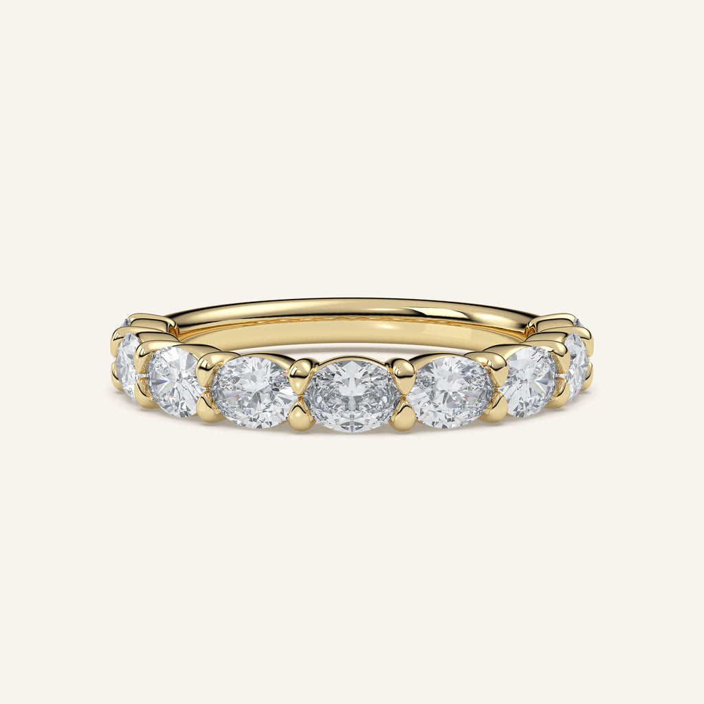 East-West Oval Diamond Wedding Band — 1 CTW in 14k Yellow Gold (view 1)