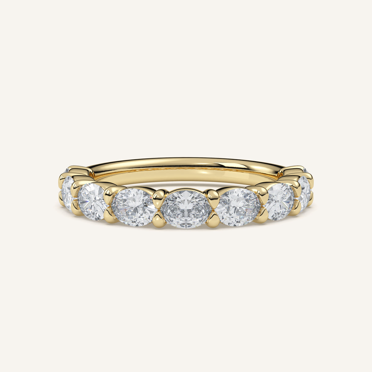 East-West Oval Diamond Wedding Band — 1 CTW in 14k Yellow Gold (view 1)