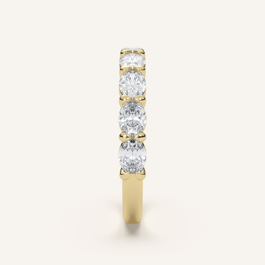 East-West Oval Diamond Wedding Band — 1 CTW in 14k Yellow Gold (view 3)
