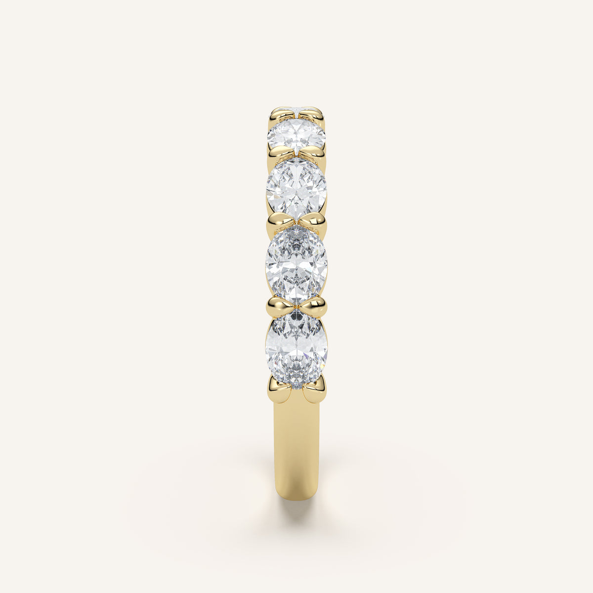 East-West Oval Diamond Wedding Band — 1 CTW in 14k Yellow Gold (view 3)