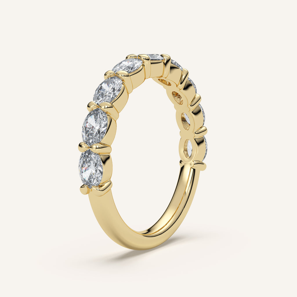 East-West Oval Diamond Wedding Band — 1 CTW in 14k Yellow Gold (view 2)