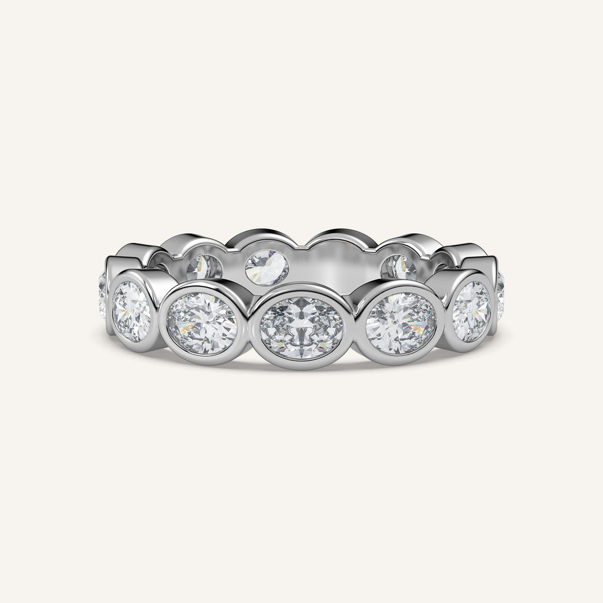 East-West Oval Bezel Eternity Band in 14k White Gold (view 1)