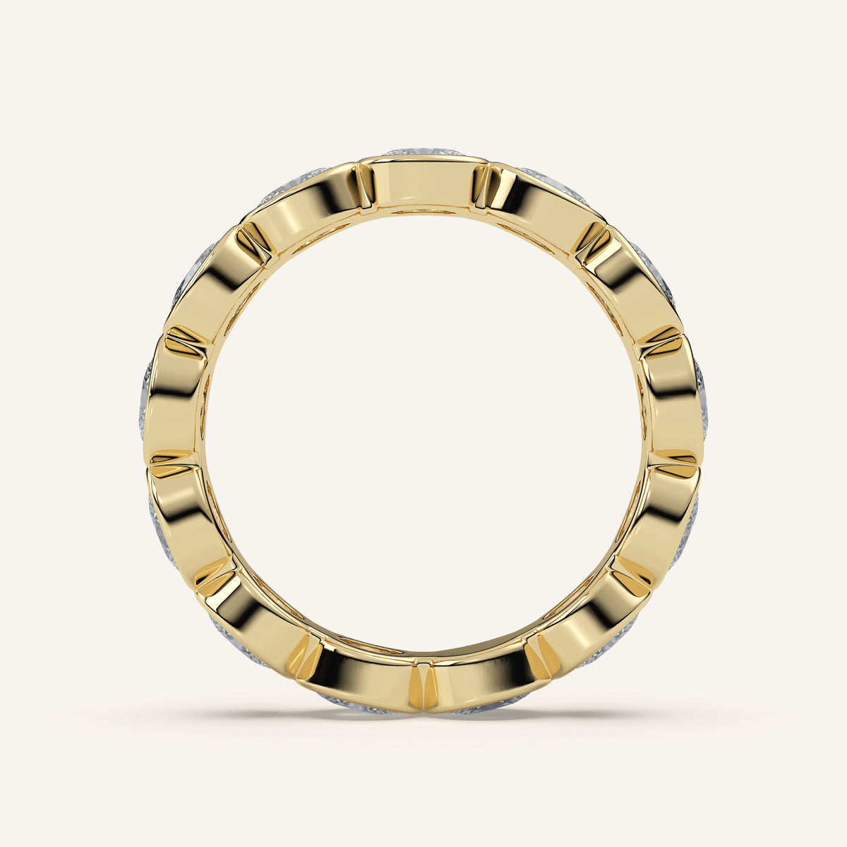 East-West Oval Bezel Eternity Band in 14k Yellow Gold (view 4)