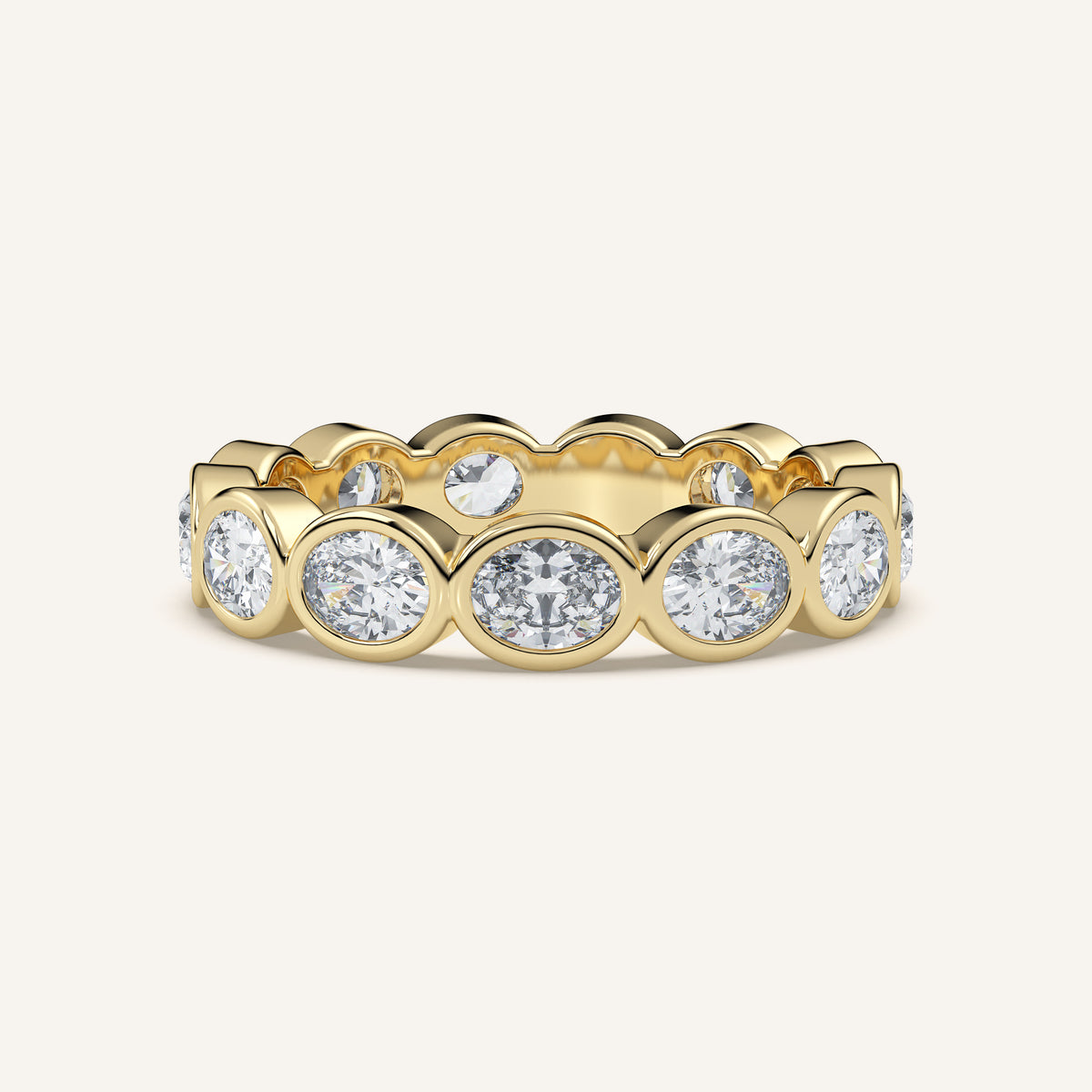 East-West Oval Bezel Eternity Band in 14k Yellow Gold (view 1)