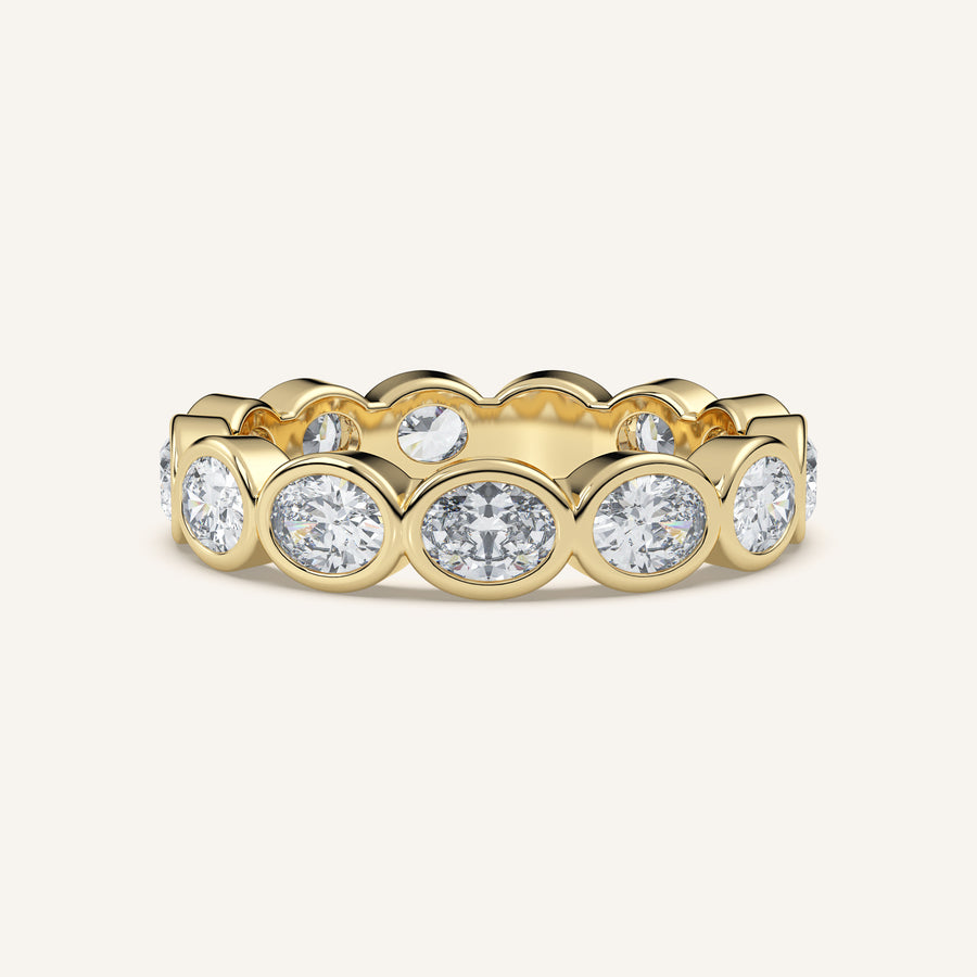 East-West Oval Bezel Eternity Band in 14k Yellow Gold (view 1)