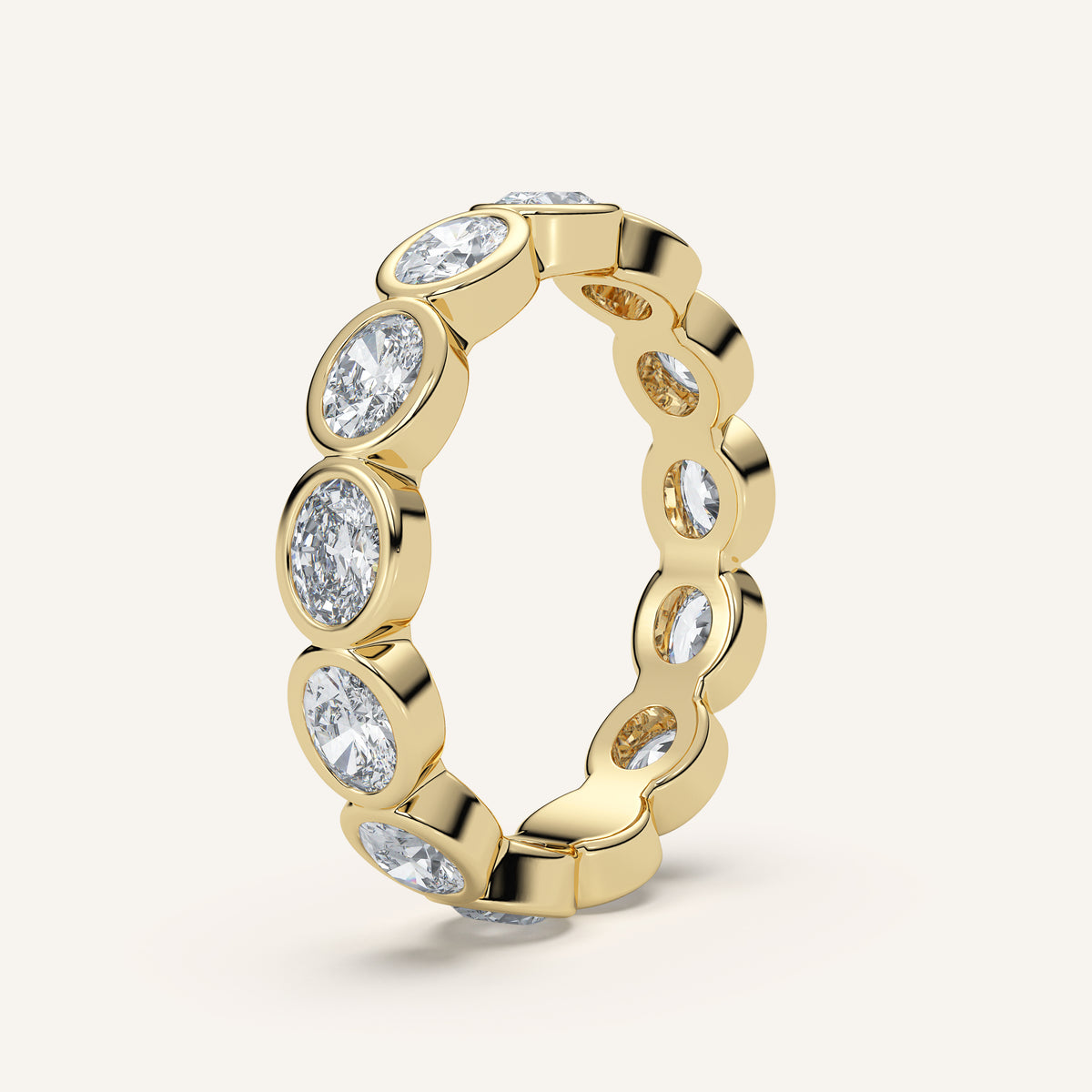 East-West Oval Bezel Eternity Band in 14k Yellow Gold (view 2)
