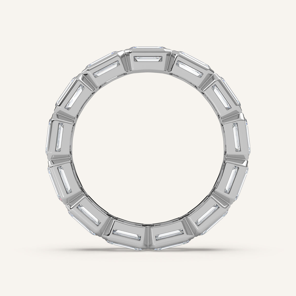 East-West Emerald-Cut Bezel Eternity Band — 3.5 CTW in 14k White Gold (view 4)
