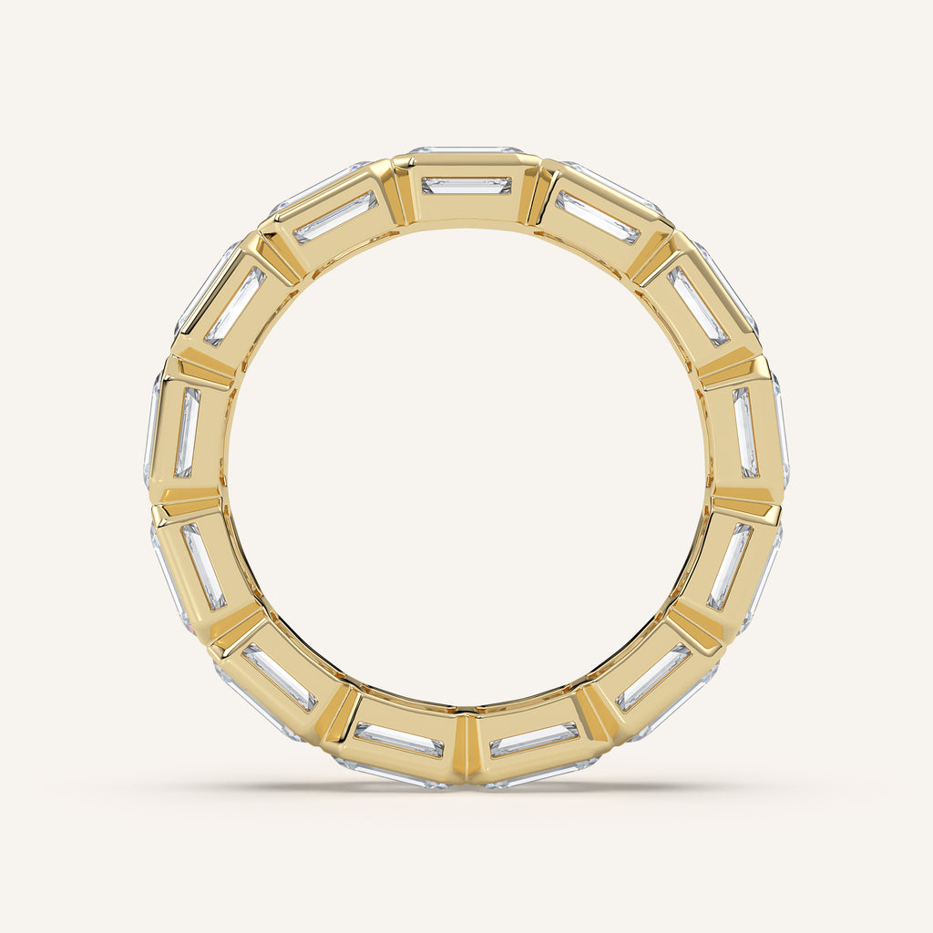 East-West Emerald-Cut Bezel Eternity Band — 3.5 CTW in 14k Yellow Gold (view 4)