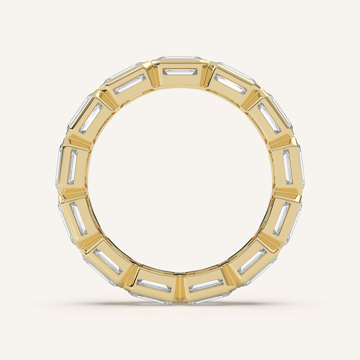 East-West Emerald-Cut Bezel Eternity Band — 3.5 CTW in 14k Yellow Gold (view 4)
