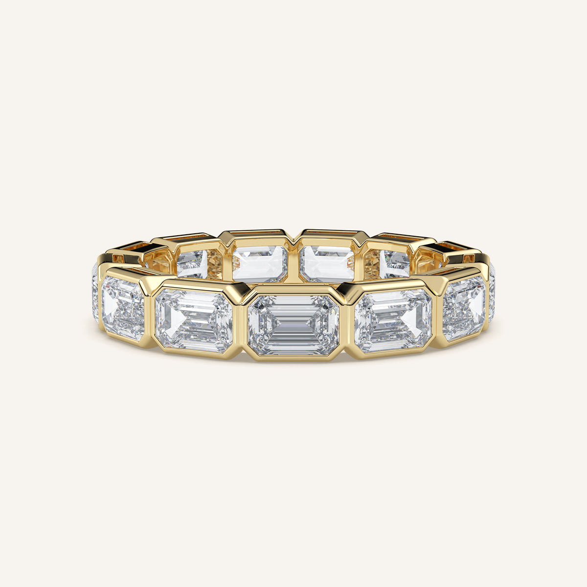 East-West Emerald-Cut Bezel Eternity Band — 3.5 CTW in 14k Yellow Gold (view 1)