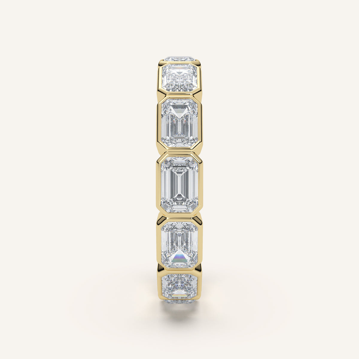 East-West Emerald-Cut Bezel Eternity Band — 3.5 CTW in 14k Yellow Gold (view 3)
