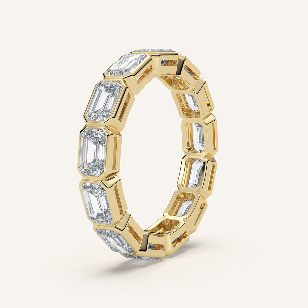 East-West Emerald-Cut Bezel Eternity Band — 3.5 CTW in 14k Yellow Gold (view 2)