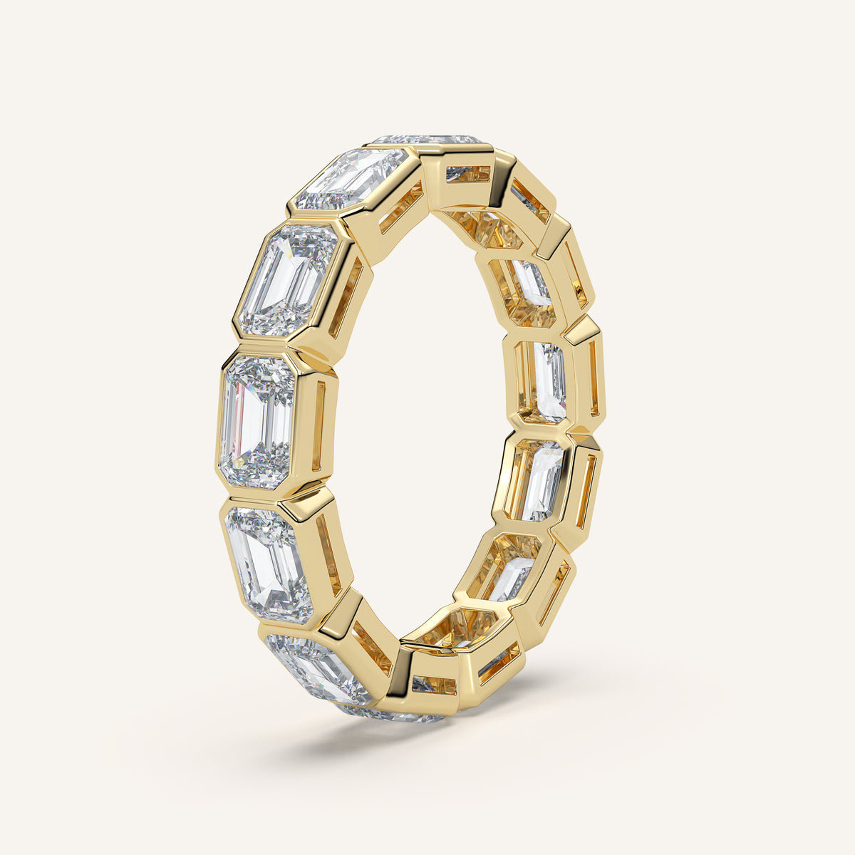 East-West Emerald-Cut Bezel Eternity Band — 3.5 CTW in 14k Yellow Gold (view 2)